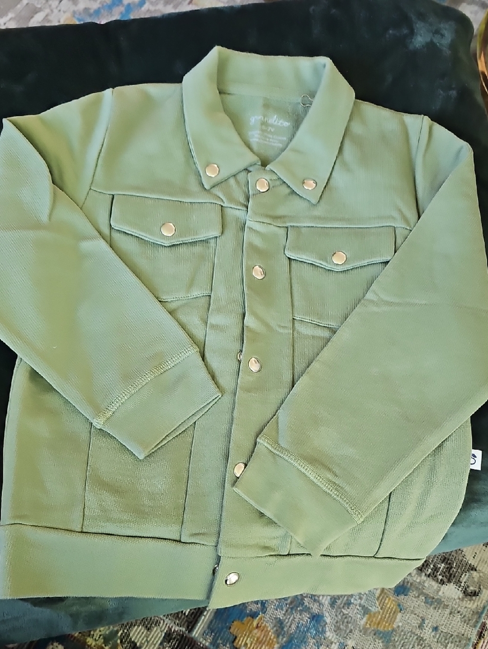 Granelito Light Olive Green Snap-Front Shirt Jacket